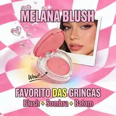 Melana Blush em Pó Coração: 4 Tons Rosados Encantadores com Pigmentação e Textura Aveludada