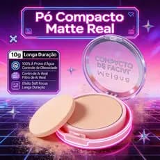 Melana Pó Compacto:Efeito Matte Controle de Oleosidade, Toque Seco e À Prova D'água Longa