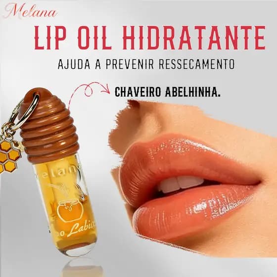 Melana Gloss da abelha Labial Não Pegajoso Volume Lábios Macios Acompanha Chaveiro Abelhinha Lip