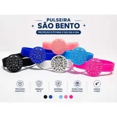 Pulseira São Bento Silicone Masculina Feminina Proteção Espiritual Cores Variadas Confortável