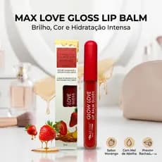 Balm Gloss Max Love Mel De Abelha E Morango Boca Hidratada Com Corzinha De Saude Efeito Espelhado