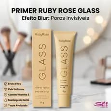 Primer Glass Ruby Rose Smooth Blur Efeito Poros Invisíveis Maquiagem Blindada Alta Durabilidade 25g