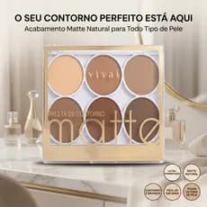 Paleta de Contorno Vivai 6 Tons Matte c/ Pincel Profissional Pó Facial de Alta Pigmentação Completa