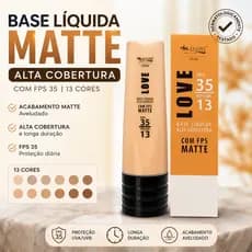 Base Líquida Matte Max Love FPS 35 Alta Cobertura Longa Duração Profissional 30ml Top