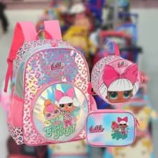 Kit Mochila Escolar LOL Surprise Luxcel Com Rodinhas Lancheira E Estojo Rosa Infantil Volta Às Aulas