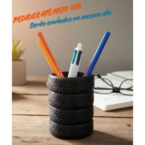 Porta Canetas / Porta-lápis / porta treco decorativo em formato de  Pneus 9x7cm Decoração