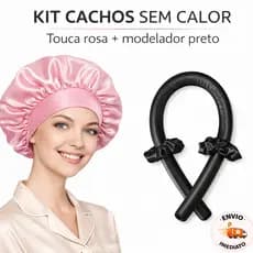 Kit Cachos Sem Calor Touca de Cetim + Modelador de Cachos Para Dormir