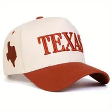 Boné de Beisebol Masculino TEXAS para Atividades ao Ar Livre, Ajustável, de Cinco Painéis, Casual Esportivo para Viagens