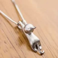 Colar Simples e Fofo com Pingente de Gato para Mulheres, Joia Casual para o Dia a Dia e Festas, Presente de Aniversário