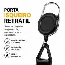 Porta Isqueiro Retrátil com Chaveiro e Cabo Extensível 70 cm