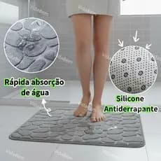 Tapete de Chão Moderno Estilo Seixos 3D Antiderrapante e Super Absorvente 40x60cm