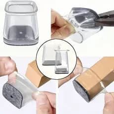 Kit Protetores de Pé de Cadeira de Silicone com Feltro, Antirrisco Antirruído para Móveis