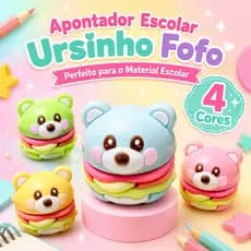 Apontador Escolar Apontador de Lápis Ursinho Fofo Kawaii Cores Sortidas