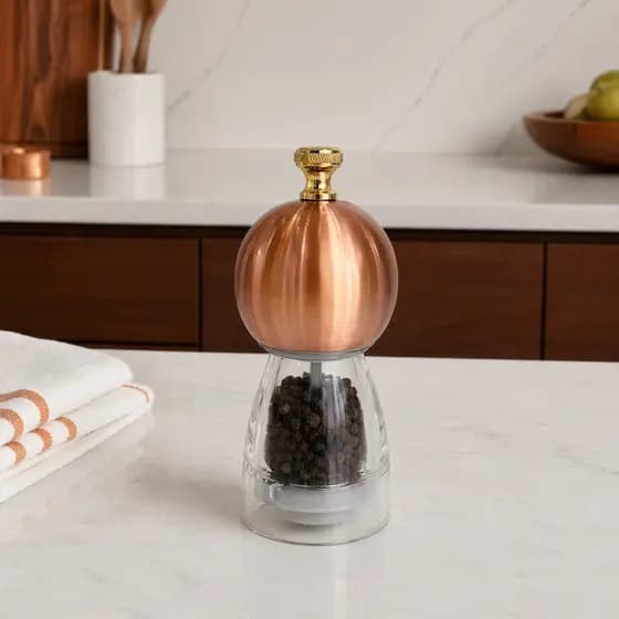 Moedor de Pimenta e Sal Acrílico Rose Gold Manual para Temperos Cozinha