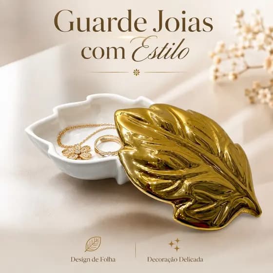 Porta Joias Decorativo Caixa Decorativa Porta Joias em Formato de Folha Caixa Decorativa com Tampa Enfeite Decorativo