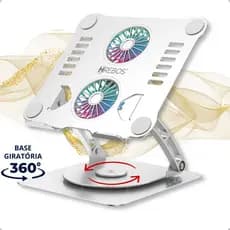 Suporte De Mesa Ajustável Para Notebook E Macbook Gira 360° de Metal LED Gamer e Giratório Dobrável