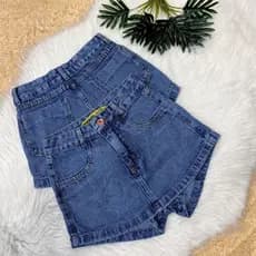 SHORT SAIA AZUL ESCURO FEMININO CINTURA ALTA