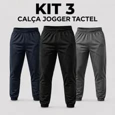 Kit 3 Calças Jogger Tactel com Elastano para Treino Esportiva Masculina