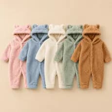 Macacão Fleece Orelhinha Capuz Bebê Inverno Quentinho Recém Nascido 0 a 12 Meses Menino E Menina