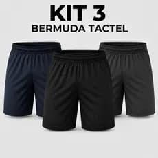 Kit 3 Bermudas Masculina Tactel Academia Treino 2 Bolsos Praia Esportiva Kits Elástico Na Cintura