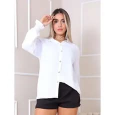 Camisa Feminina Social Chic Manga Longa Com Botão Novidade Duna Estilosa