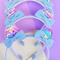 Tiara orelhinha gatinho colorida paitê, arco de cabelo infantil