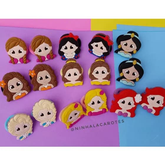 Xuxinha de cabelo infantil Princesas - Raibicó infantil Frozen, Branca de neve, Bela, Jasmin, Ariel,Moana, Aurora