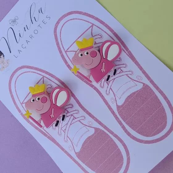 Aplique de tênis Peppa Pig Aplique para tenis infantil