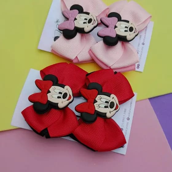 Parzinho de Laços Minnie Par de laços cabelo infantil Minnie Par de Laços Infantil laço bico de pato