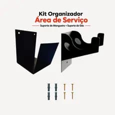 Kit Organizador Área de Serviço Suporte Botijão Gás + Suporte Mangueira Parede