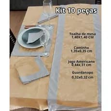 Mesa Posta Kit /com Toalha De Mesa + Caminho + Guardanapo Tecido Elegante Decoração