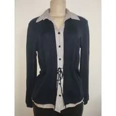 Blusa de lã azul marinho, casaco de lã feminino, veste 38/40.