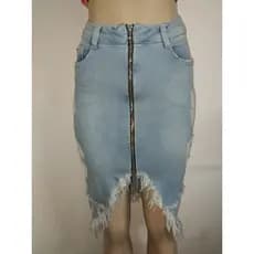 Saia jeans gospel, Saia destroyed, saia cintura alta, Tamanho 36.