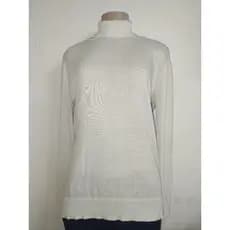 Blusa de lã feminina, gola alta, branca, Veste 44/46.