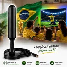 Antena Premium TV Digital Interna e externa 5m Cabo Longo HDTV 4K Full HD UHF VHF Sinal Forte Canais Abertos.