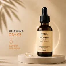 Vitamina D3 K2 2000ui Gotas 30ml Alta Absorção Yoha Auxilia Ossos Imunidade Energia e Vitalidade Camila Loures