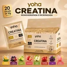 Creatina Yoha Sache Monohidratada Micronizada Gourmet Camila Loures Alta Pureza Sem Glúten Vários Sabores Pura
