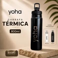 Garrafa Térmica 800ml Inox Yoha Quente e Frio 24h Squeeze Academia Portátil By Camila Loures