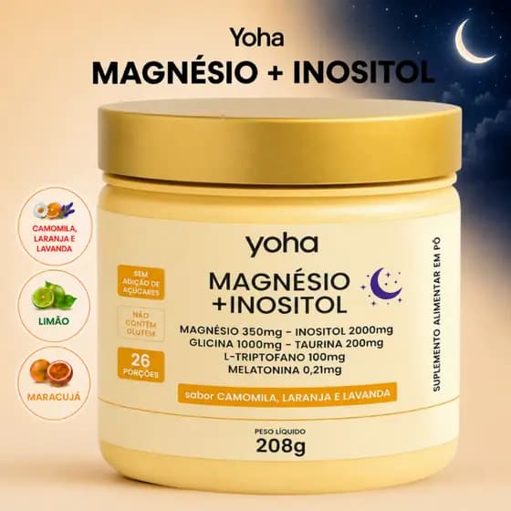 Magnésio Inositol Yoha Melatonina Triptofano Taurina Glicina Relaxamento Sono 208g 26 Porções Camila Loures