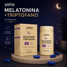 Melatonina + Triptofano 60 Cápsulas Yoha Suplemento Para Rotina Noturna Sono Dormir Sem Glúten Camila Loures
