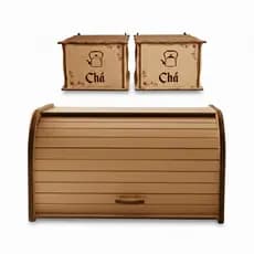Kit Porta Pães 2 Caixas de Chá Porta Bolos Bolacha e Biscoitos Porta Torrada Guarda Mantimentos