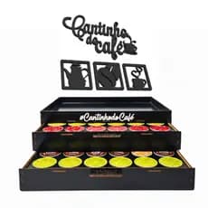 Bandeja Dolce Gusto 48 Cápsulas Placa Cantinho do Café Organizador Suporte de Xícaras Preto