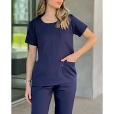 Scrub Pijama Cirúrgico Gabardine Feminino Gola Redonda