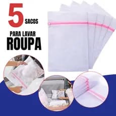Kit 5 Sacos Para Lavar Organizar Roupa Delicada Máquina Viagem Mala Com Zíper íntima Proteger Tecido