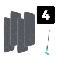 Kit 4 Refil Mop Spray Microfibra Lavável e Reutilizável para Piso Frio, Sintético e Madeira