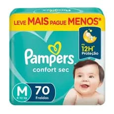 Fralda Descartável Pampers Confort Sec Super M (6–10kg) 70 Unidades