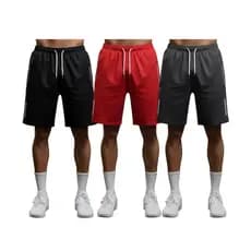 Kit 03 Bermudas Masculinas - Preta - Vermelha - Cinza - Pronta Entrega + Envio Imediato + Diversos Kits