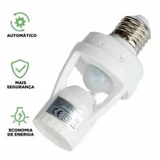 Sensor de Presença E27 Bivolt 110V 220V Soquete Com Fotocélula Movimento 360 Graus Para Lâmpada LED Automática