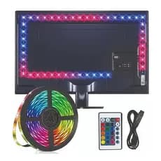 Fita LED 5050 USB 3M RGB Branco Frio Quente IP65 Com Controle Remoto Luz Decorativa TV Sala Quarto Cozinha