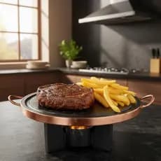 Fondue Pedra Sabão Chapa 22 cm + Rechaud